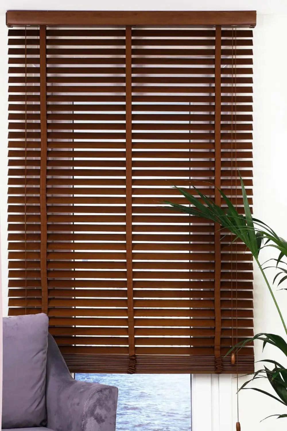 Wooden Blinds %100 Doğal Ahşap Jaluzi Perde 50mm,Alüminyum Kasalı