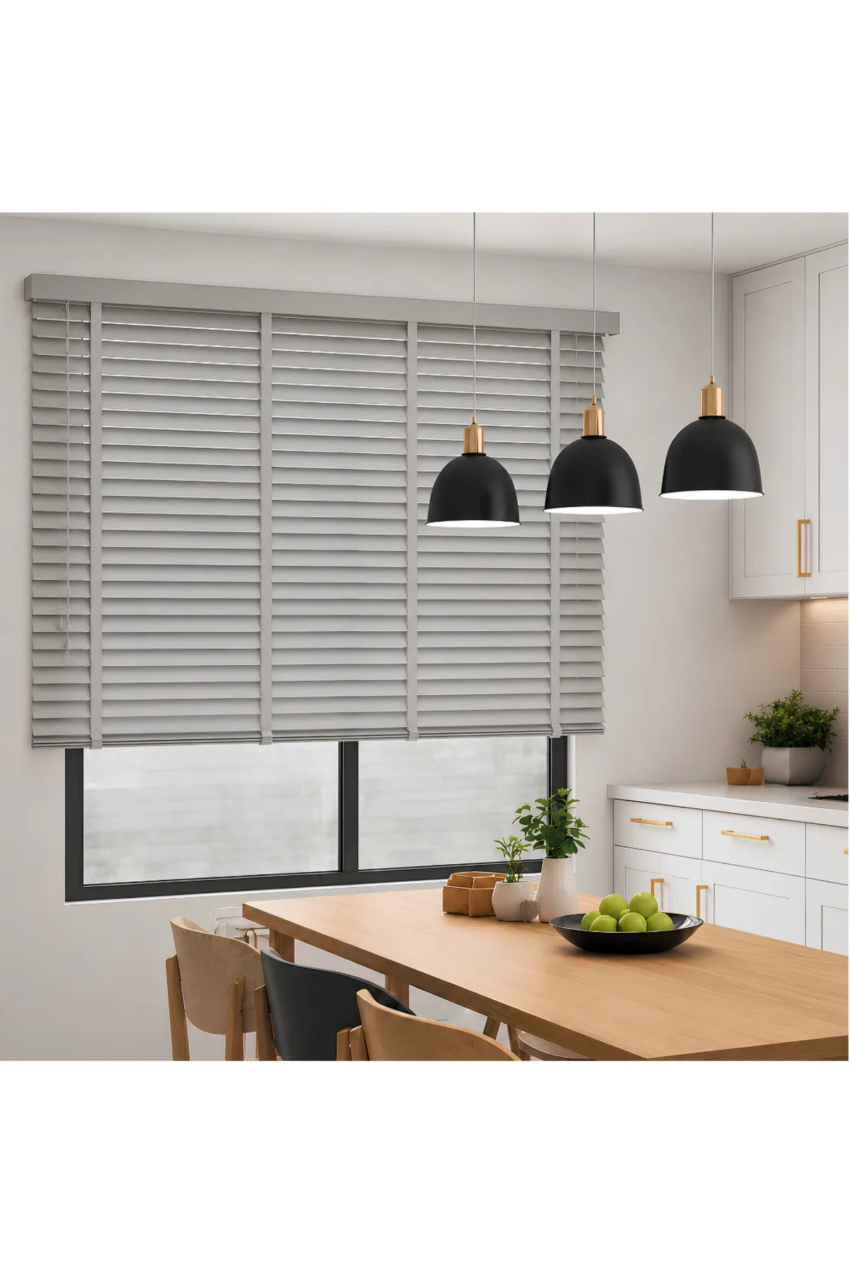 Wooden Blinds Premium Doğal Ahşap Jaluzi Perde 50mm, Alüminyum Ka