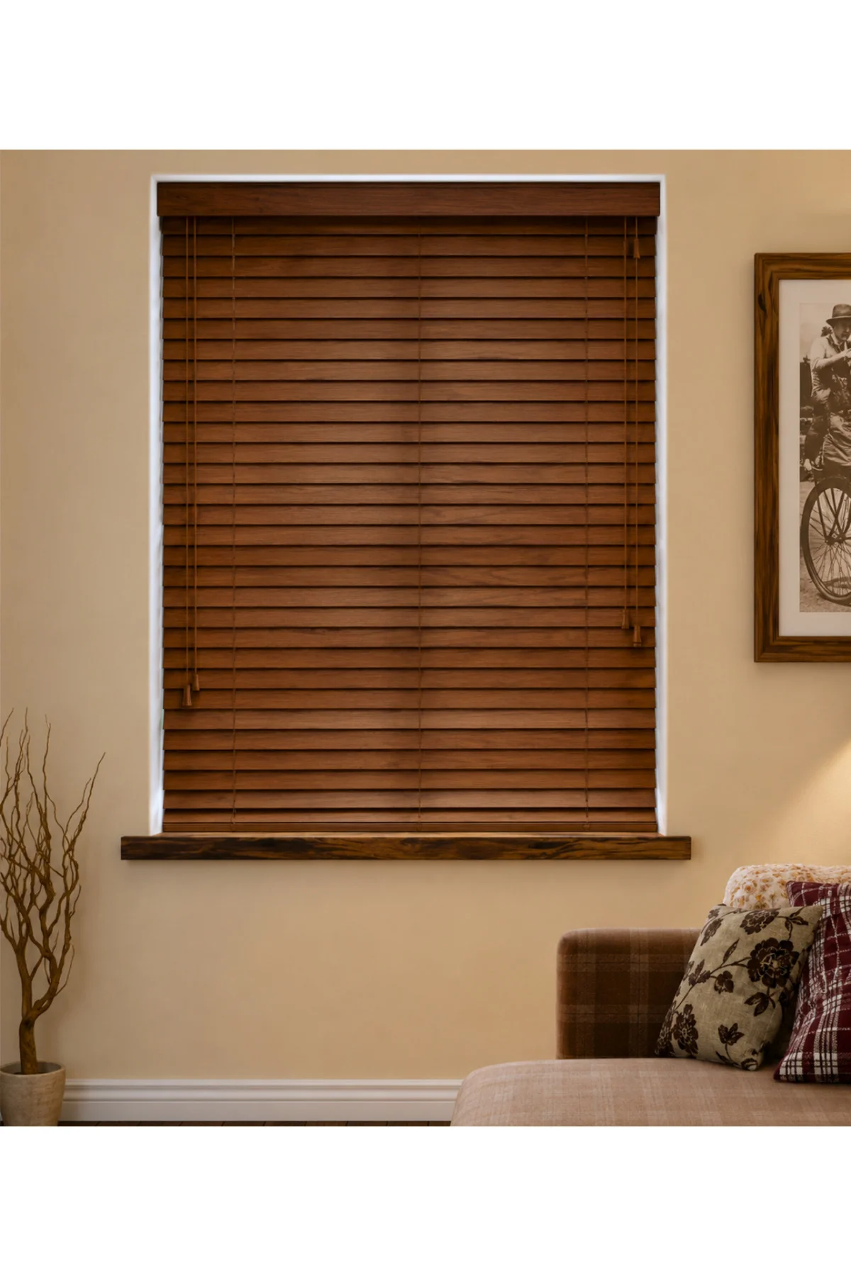 Wooden Blinds Premium Doğal Ahşap Jaluzi Perde 50mm,Alüminyum Kasalı Yüksek Kaliteli - Ceviz Kahve MQ/J10PWB Wooden Blinds Premium Doğal Ahşap Jaluzi Perde 50mm,Alüminyum Kasalı Yüksek Kaliteli - Ceviz Kahve MQ/J10PWB