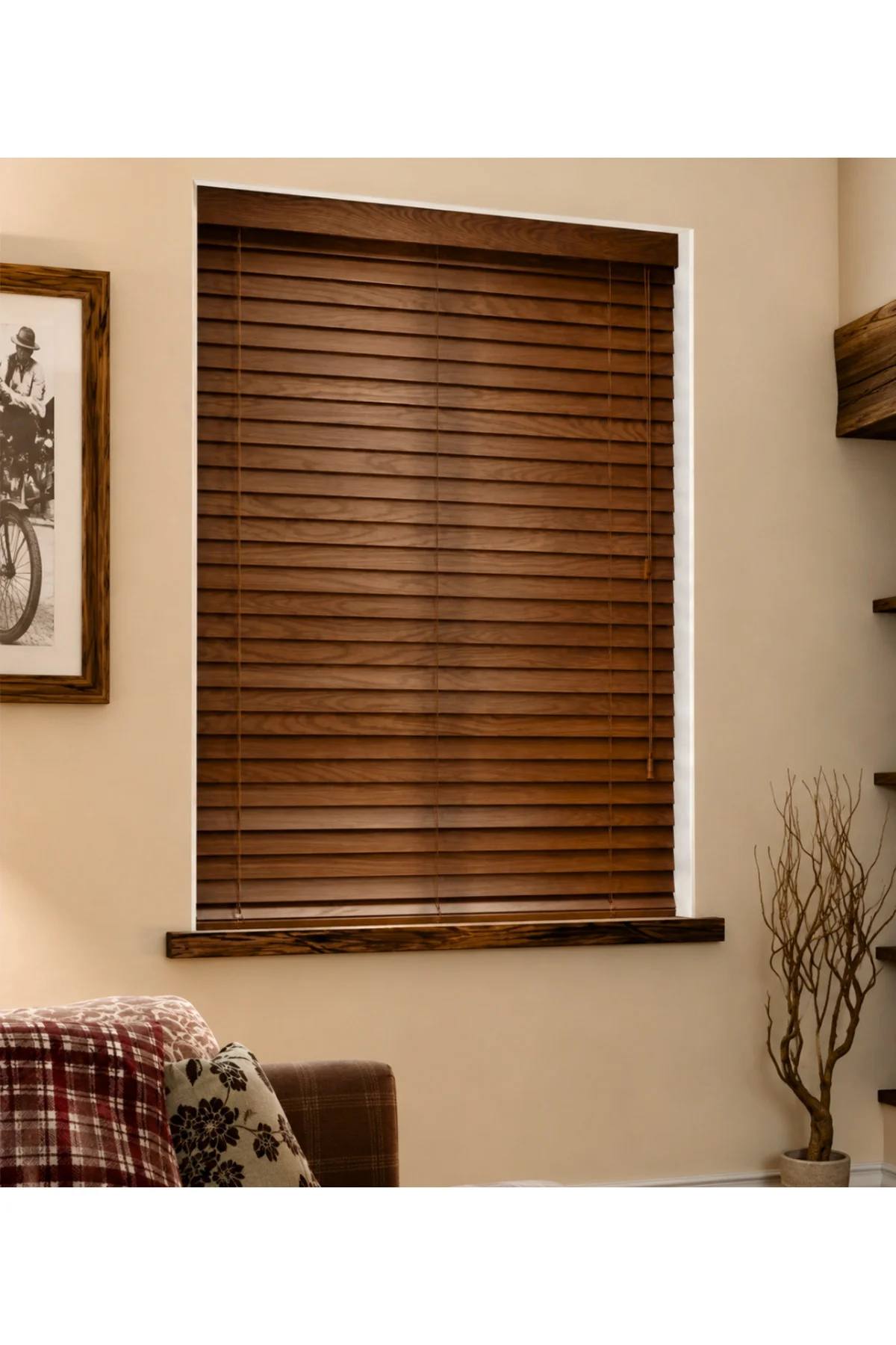 Wooden Blinds Premium Doğal Ahşap Jaluzi Perde 50mm,Alüminyum Kasalı Yüksek Kaliteli - Ceviz Kahve MQ/J10PWB Wooden Blinds Premium Doğal Ahşap Jaluzi Perde 50mm,Alüminyum Kasalı Yüksek Kaliteli - Ceviz Kahve MQ/J10PWB