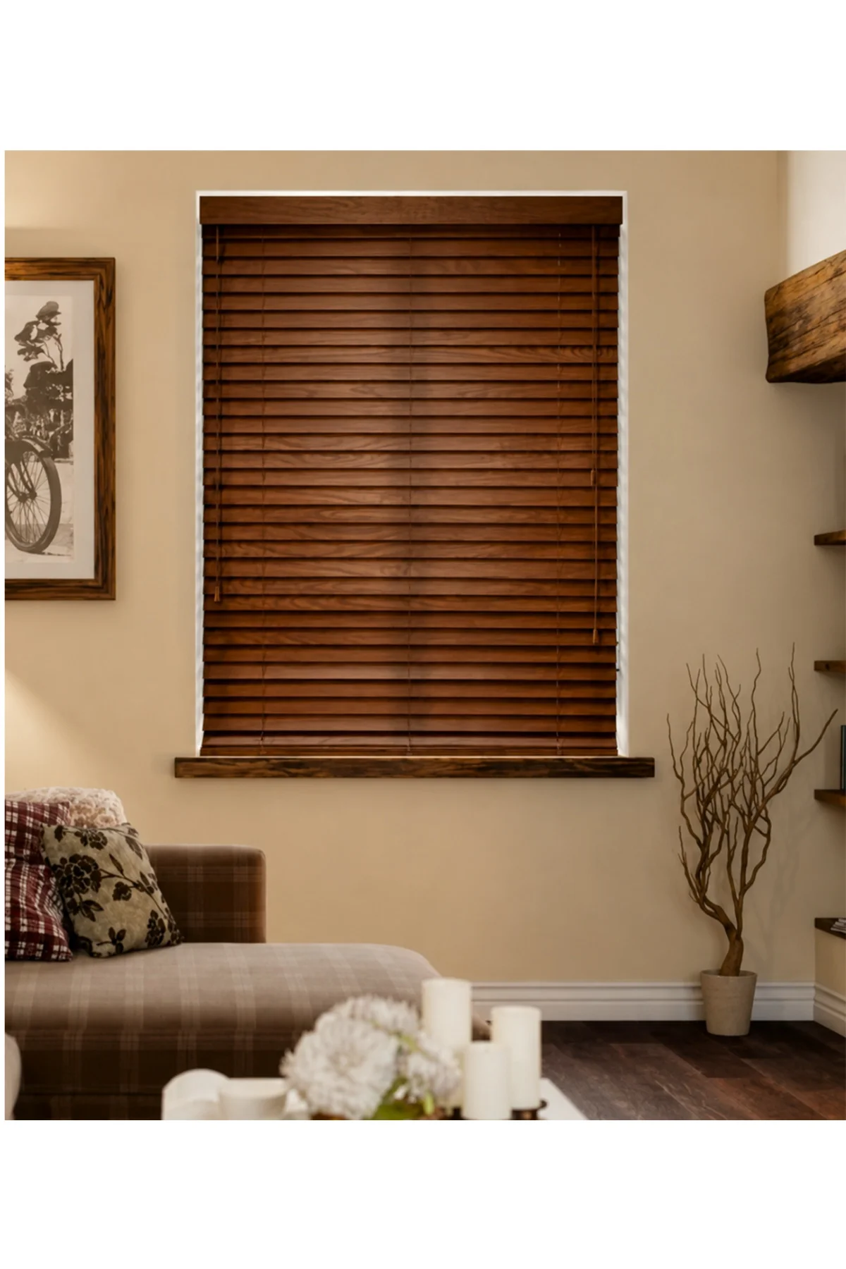 Wooden Blinds Premium Doğal Ahşap Jaluzi Perde 50mm,Alüminyum Kasalı Yüksek Kaliteli - Ceviz Kahve MQ/J10PWB Wooden Blinds Premium Doğal Ahşap Jaluzi Perde 50mm,Alüminyum Kasalı Yüksek Kaliteli - Ceviz Kahve MQ/J10PWB