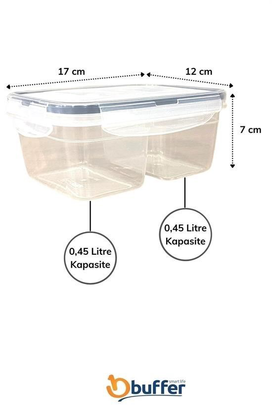 Woody Sofia  2 Bölmeli 0,45+0,45 Litre Kilitli Kapaklı Erzak Sakla