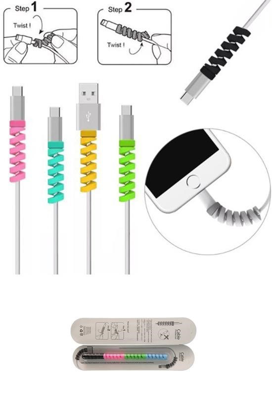 Woody Sofia® 4lü Apple, Android Şaj Kablosu Koruyucu Silikon Spir Woody Sofia® 4lü Apple, Android Şaj Kablosu Koruyucu Silikon Spir Fiyatı, Yorumları ve Özellikleri