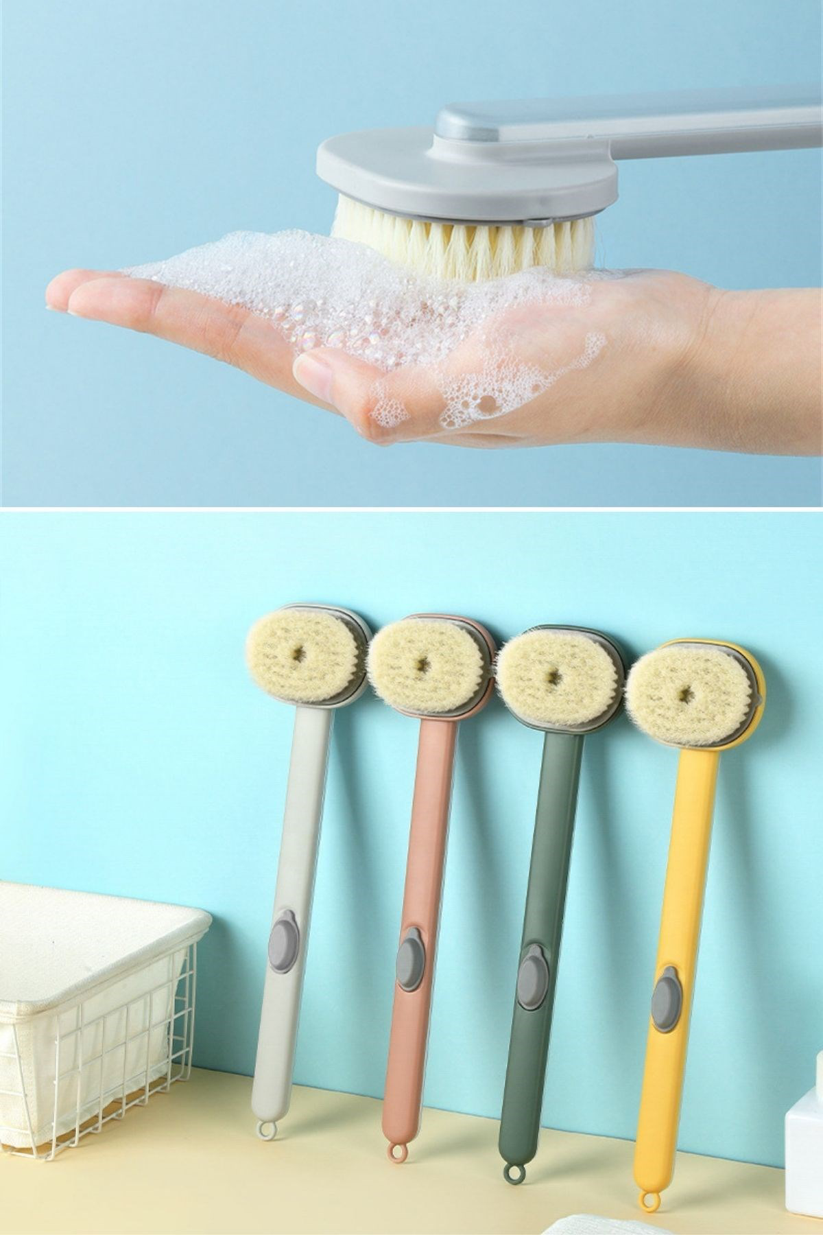 Woody Sofia  Duş Jeli Hazneli Uzun Saplı Banyo Sırt Fırçası