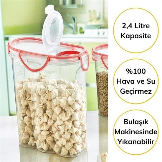 Woody Sofia® Kilitli Kapaklı Contalı Hava,Su Sıvı Geçirmez 2,4 Li