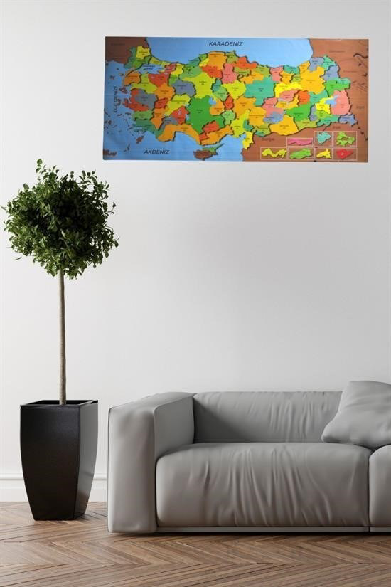 Woody Sofia Renkli Türkiye Haritası Manyetik Yapıştırıcı Gerektir