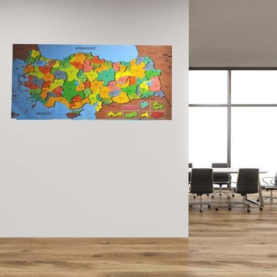 Woody Sofia Renkli Türkiye Haritası Manyetik Yapıştırıcı Gerektir