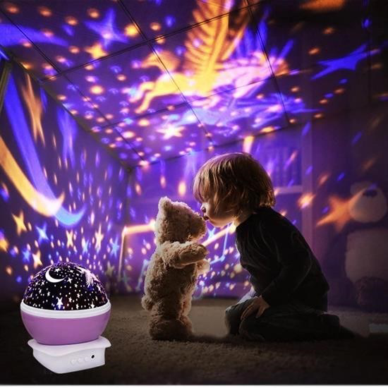 Woody Sofia   Renkli Ay Yıldız Tavan Yansıtma Pilli Led Gece Lamba