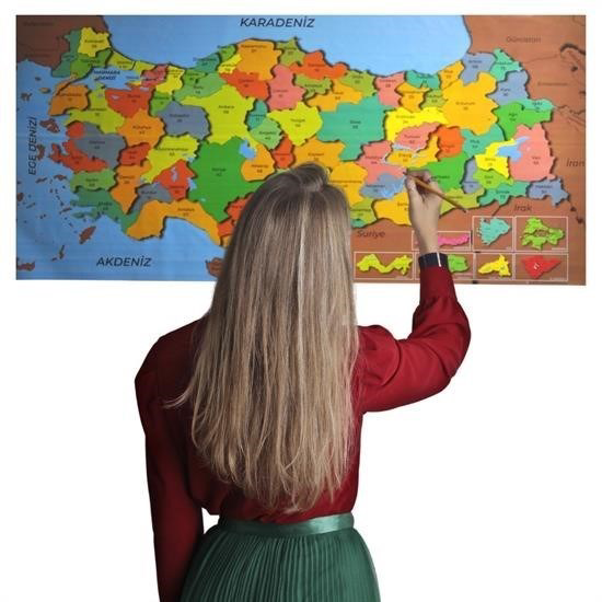 Woody Sofia Renkli Türkiye Haritası Manyetik Yapıştırıcı Gerektir
