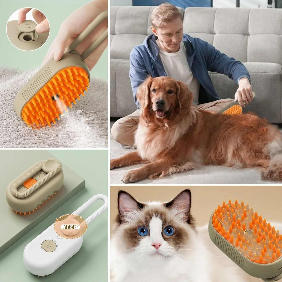 Woody Sofia  Saplı Su Püskürtmeli Kedi Köpek Fırçası Masaj Etkili