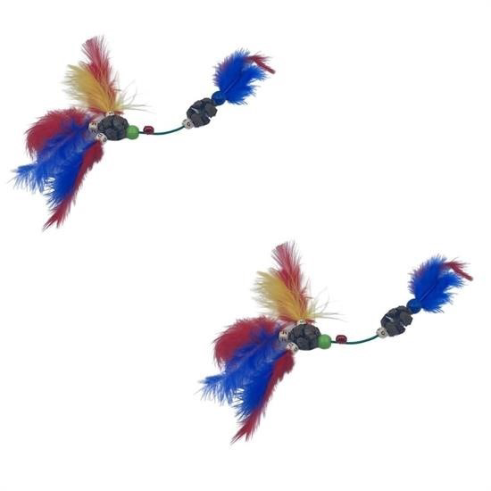 Woody Sofia Tüylü Tahta Boncuklu Zilli Kedi Oyuncağı Çok Renkli K