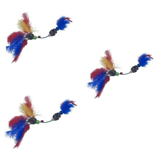 Woody Sofia Tüylü Tahta Boncuklu Zilli Kedi Oyuncağı Çok Renkli K