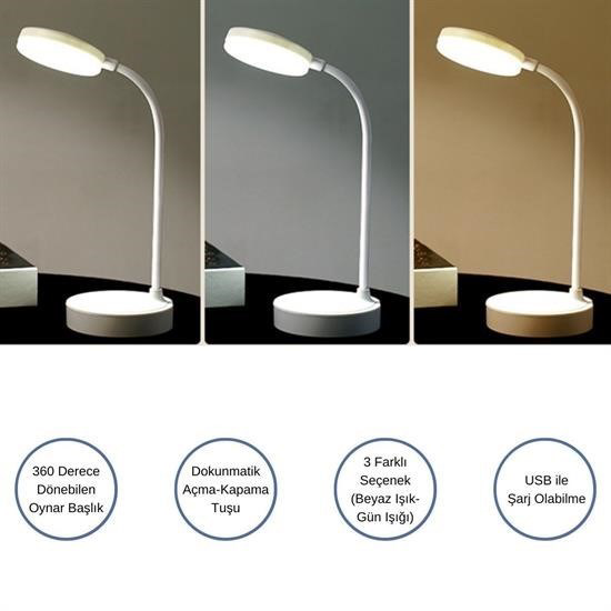 Woody Sofia Yuvarlak USBli Dokunmatik 3 Kademeli 360 Derece  Özel