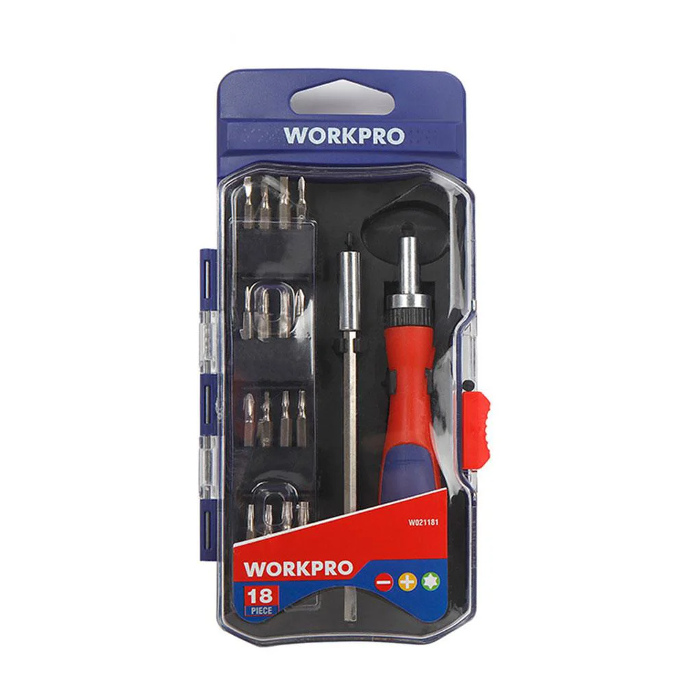 WORKPRO WP200516 18 Parça Profesyonel CR-V Cırcırlı Hassas/Elektronikçi Bits Tornavida Seti WORKPRO WP200516 18 Parça Profesyonel CR-V Cırcırlı Hassas/Elektronikçi Bits Tornavida Seti