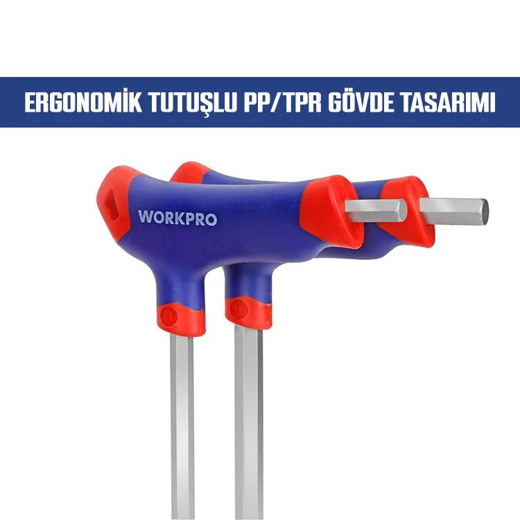 WORKPRO WP200542 8 Parça CR-V Top Başlı T Tipi Uzun Profesyonel Allen Anahtar Takımı WORKPRO WP200542 8 Parça CR-V Top Başlı T Tipi Uzun Profesyonel Allen Anahtar Takımı
