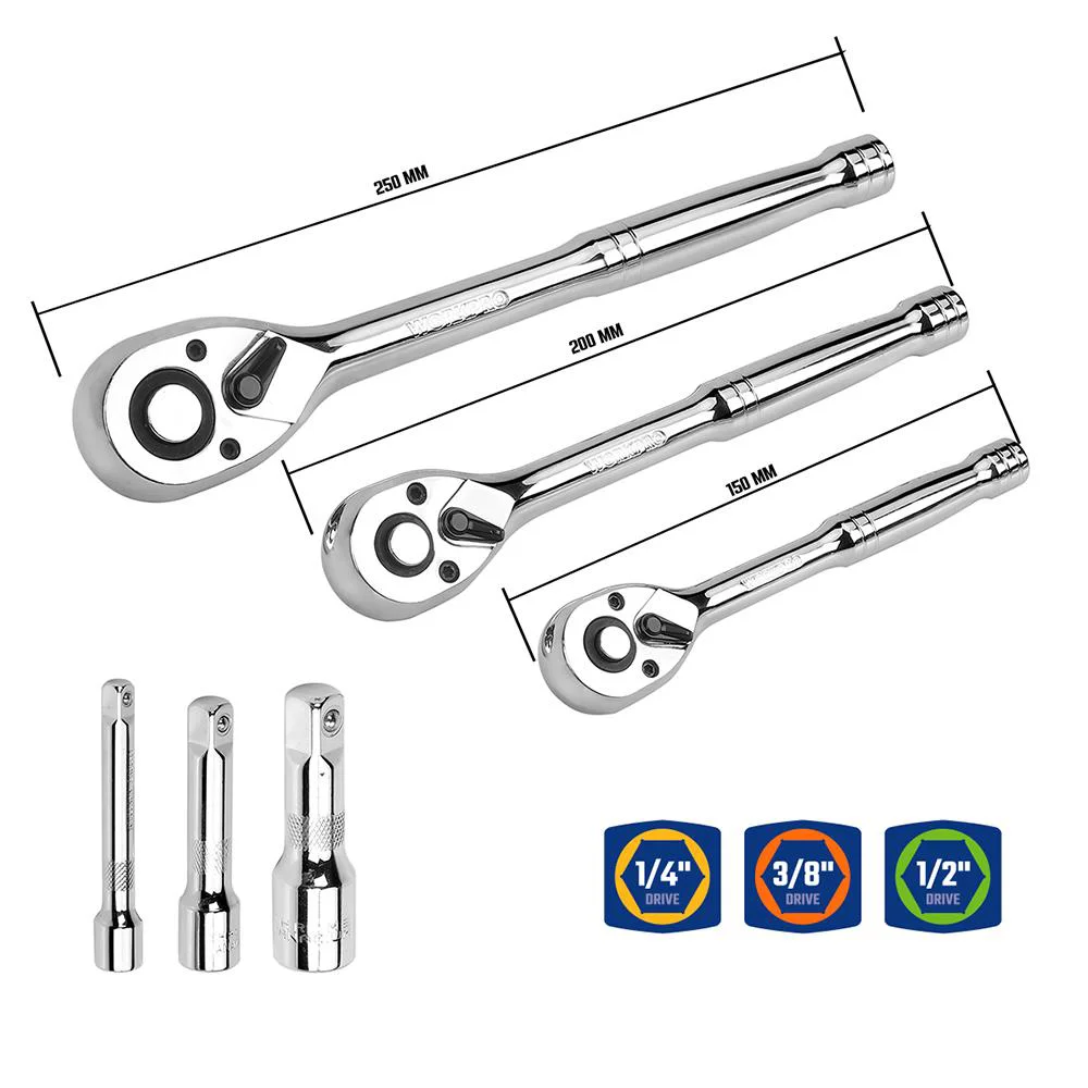 WORKPRO WP202530 1/4'’ 3/8’’ 1/2'’ Metrik/İnç 164 Parça Cr-V Ağır Hizmet Lokma ve Kombine Anahtar Takımı WORKPRO WP202530 1/4'’ 3/8’’ 1/2'’ Metrik/İnç 164 Parça Cr-V Ağır Hizmet Lokma ve Kombine Anahtar Takımı
