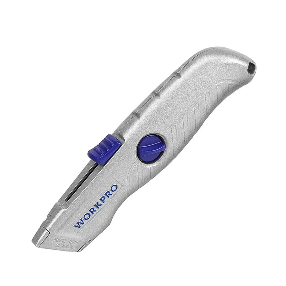 WORKPRO WP213007 Alüminyum Gövde Otomatik Geri Çekilebilir Rötuş Maket Bıçağı WORKPRO WP213007 Alüminyum Gövde Otomatik Geri Çekilebilir Rötuş Maket Bıçağı