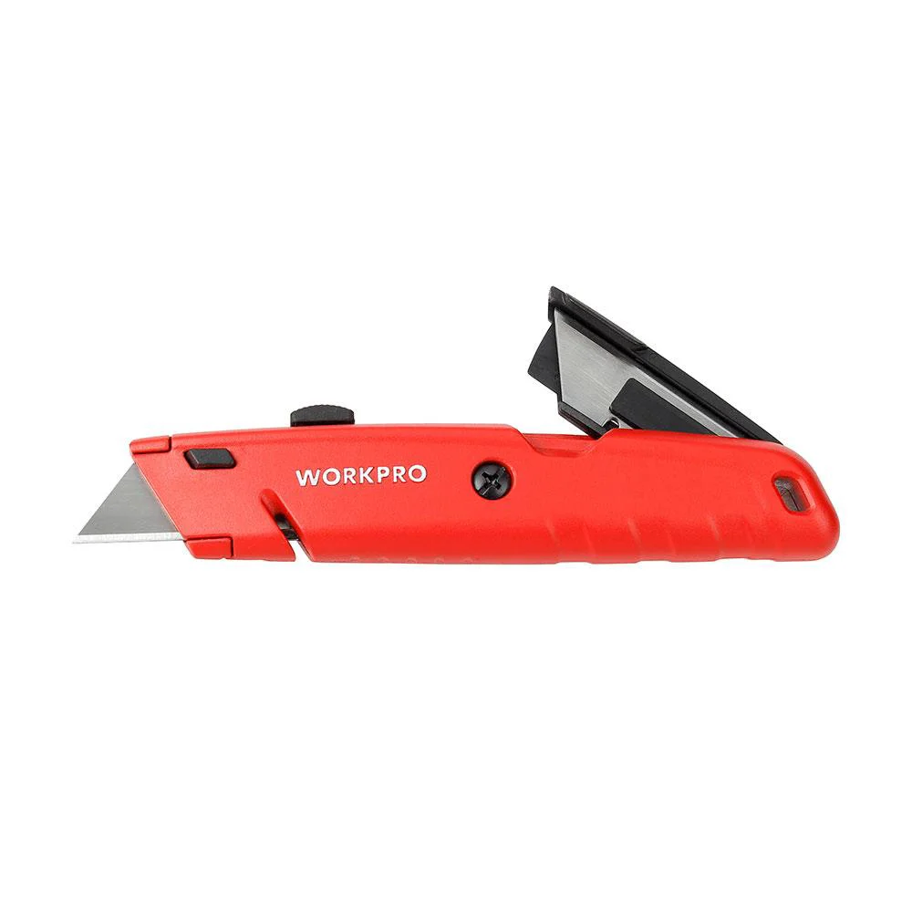 WORKPRO WP213009 Ağır Hizmet Alüminyum Gövde Geri Çekilebilir Rötuş Maket Bıçağı + 5 Adet Yedek Bıçak WORKPRO WP213009 Ağır Hizmet Alüminyum Gövde Geri Çekilebilir Rötuş Maket Bıçağı + 5 Adet Yedek Bıçak