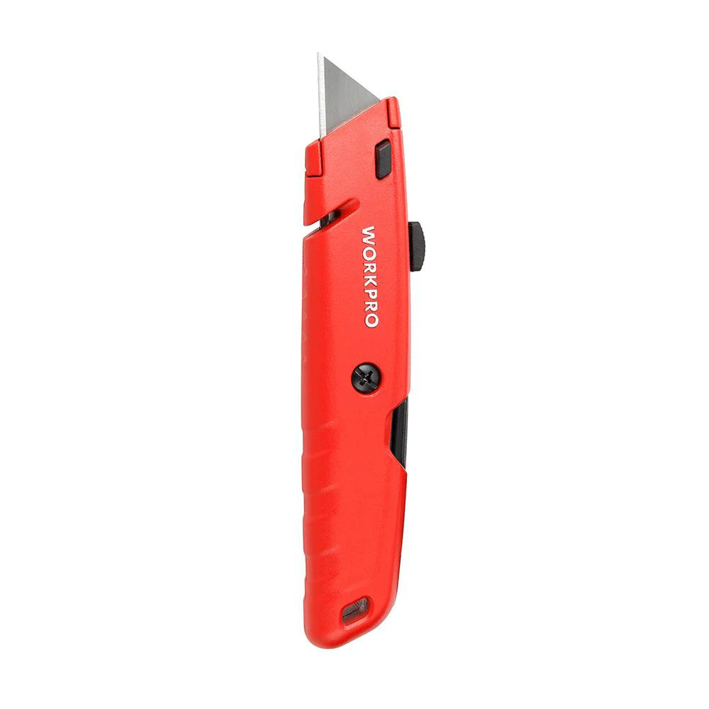 WORKPRO WP213009 Ağır Hizmet Alüminyum Gövde Geri Çekilebilir Rötuş Maket Bıçağı + 5 Adet Yedek Bıçak WORKPRO WP213009 Ağır Hizmet Alüminyum Gövde Geri Çekilebilir Rötuş Maket Bıçağı + 5 Adet Yedek Bıçak