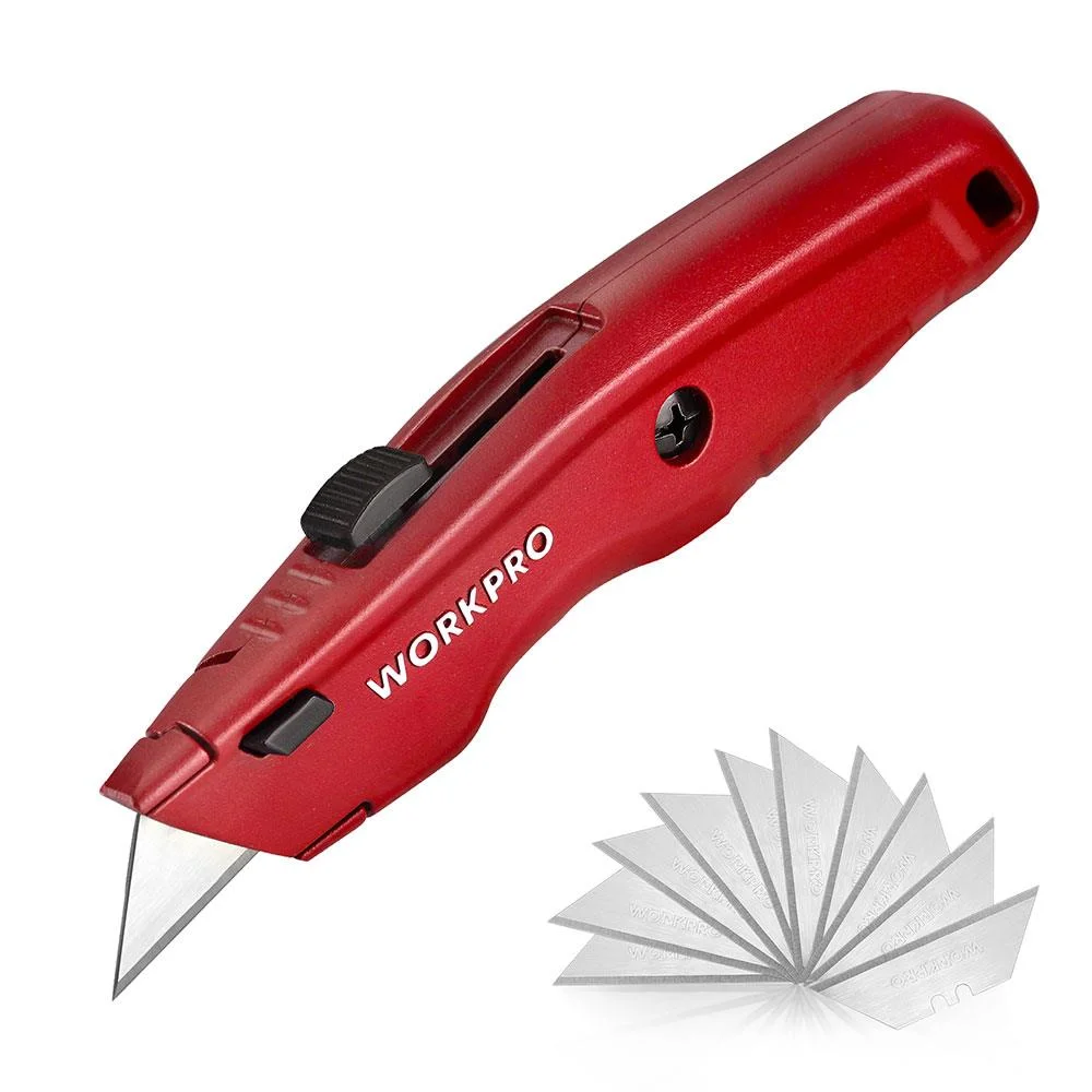 WORKPRO WP213017 Ağır Hizmet Alüminyum Gövde Geri Çekilebilir Rötuş Maket Bıçağı + 3 Adet Yedek Bıçak WORKPRO WP213017 Ağır Hizmet Alüminyum Gövde Geri Çekilebilir Rötuş Maket Bıçağı + 3 Adet Yedek Bıçak