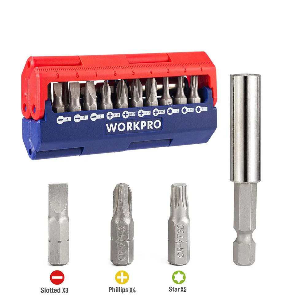 WORKPRO WP221062 13 Parça Manyetik CR-V Vidalama Bits Uç Seti WORKPRO WP221062 13 Parça Manyetik CR-V Vidalama Bits Uç Seti