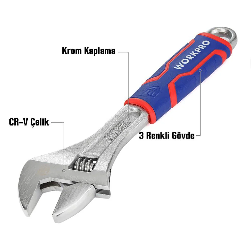 WORKPRO WP272012 250mm Cr-V Profesyonel Kurbağacık Anahtar WORKPRO WP272012 250mm Cr-V Profesyonel Kurbağacık Anahtar