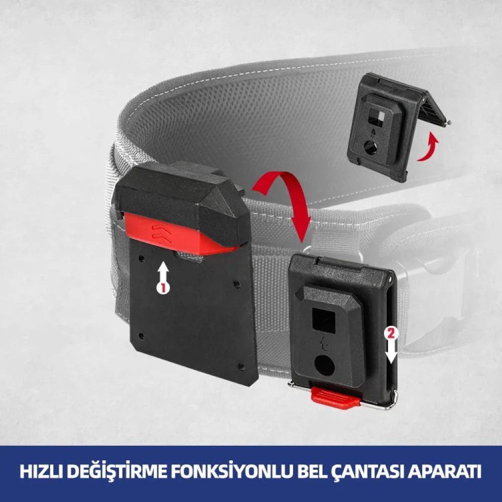 WORKPRO WP281079 Smart Clip Bel Tipi Alet Çantası Hızlı Tak-Çıkar Kemer Klipsi + Çanta Bağlantı Adaptörü