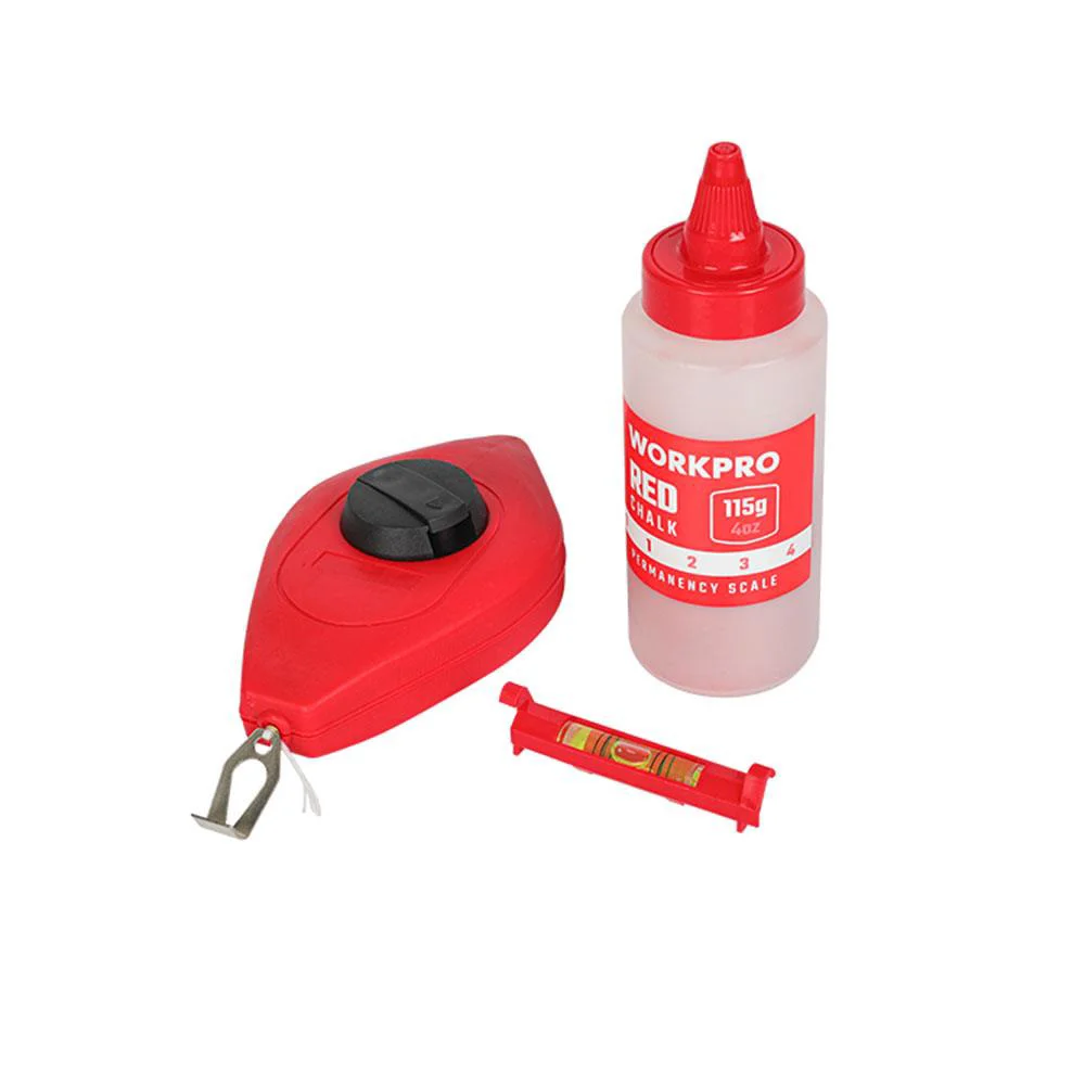 WORKPRO WP329019 Çizim İpi Seti 115gr Kırmızı Çizim İpi Boyası + Mini Su Terazisi + 30M Çizim İpi WORKPRO WP329019 Çizim İpi Seti 115gr Kırmızı Çizim İpi Boyası + Mini Su Terazisi + 30M Çizim İpi