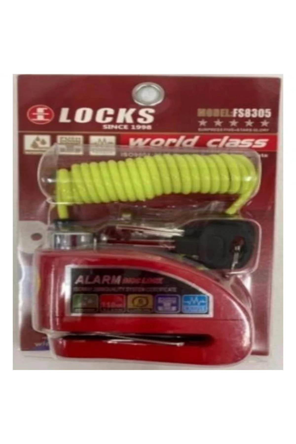 World Class 110 Db Siyah Alarmlı Disk Kilidi Hatırlatma Kablosu D