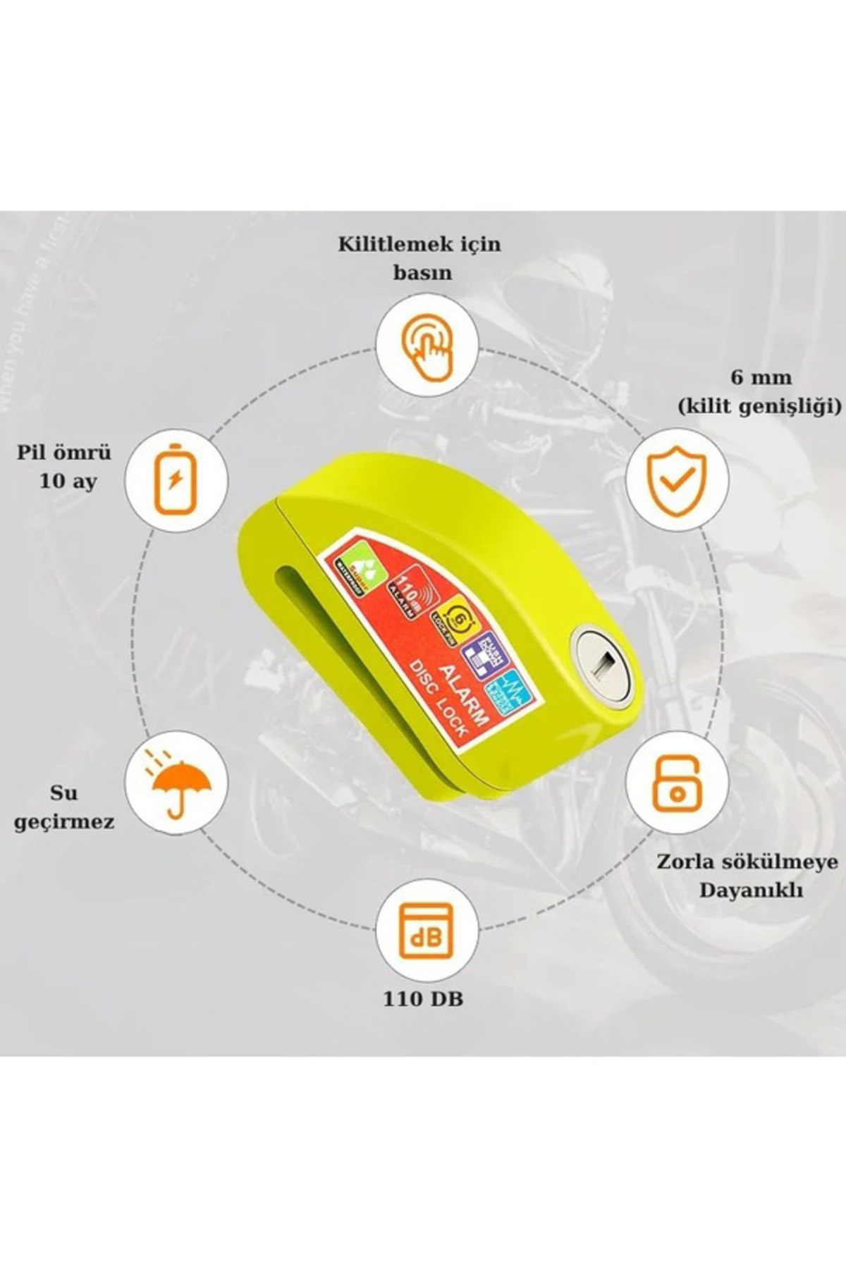 World Class Locks 110 Db Renkli Alarmlı Disk Kilidi