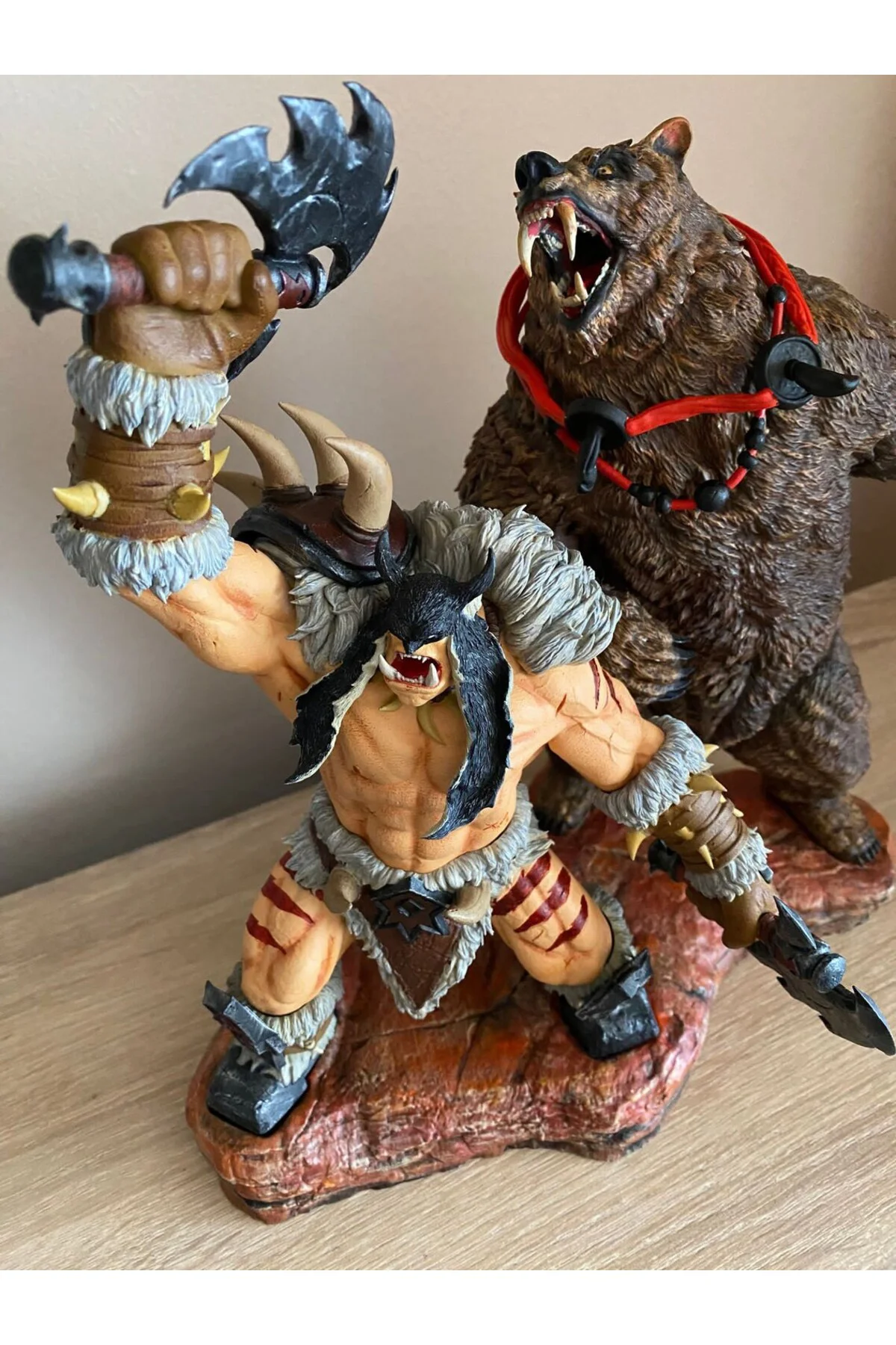 World Of Warcraft Rexxar ve Misha Figür WOW Rexxar ve Ayı Misha Obje 25CM Büyük Boy
