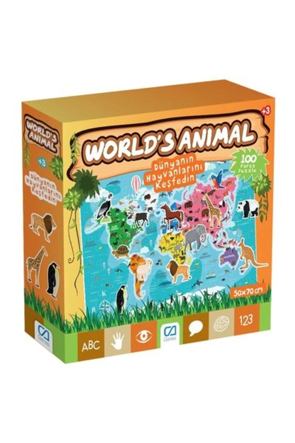 Ca Games World's Animal Dünyanın Hayvanları 50X70cm 100 Parça Eğitici Çocu