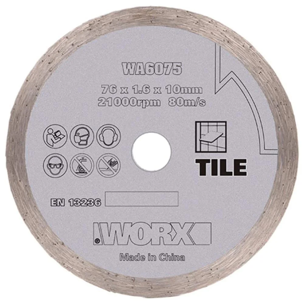 WORX WA6075 WX801 İçin 76x10mm Fayans, Seramik, Mermer Elmas Kesme Diski WORX WA6075 WX801 İçin 76x10mm Fayans, Seramik, Mermer Elmas Kesme Diski