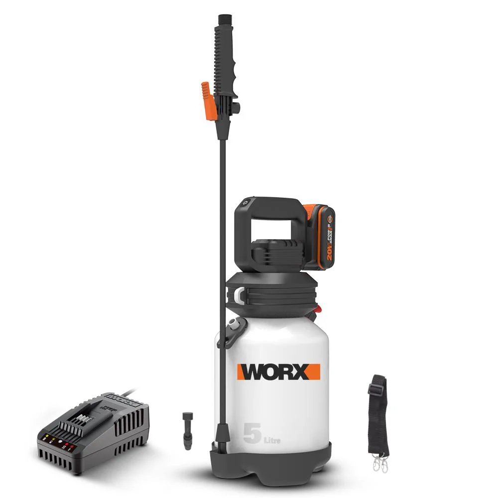 WORX WG829E 20Volt 2.0Ah. Li-ion 5Lt. Omuz Askılı Basınçlı İlaçlama ve Dezenfektan Pompası WORX WG829E 20Volt 2.0Ah. Li-ion 5Lt. Omuz Askılı Basınçlı İlaçlama ve Dezenfektan Pompası