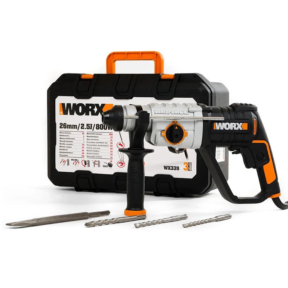 WORX WX339 800Watt 2.5J Profesyonel SDS-Plus Kırıcı/Delici + 4 Adet Uç WORX WX339 800Watt 2.5J Profesyonel SDS-Plus Kırıcı/Delici + 4 Adet Uç