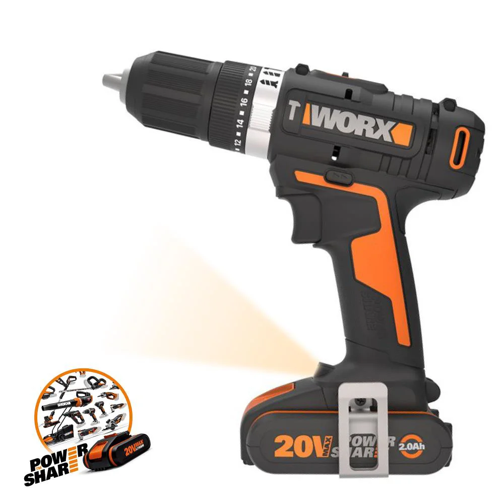 WORX WX370.1 20Volt/2.0Ah. Li-ion Çift Akülü Profesyonel Şarjlı Darbeli Matkap WORX WX370.1 20Volt/2.0Ah. Li-ion Çift Akülü Profesyonel Şarjlı Darbeli Matkap
