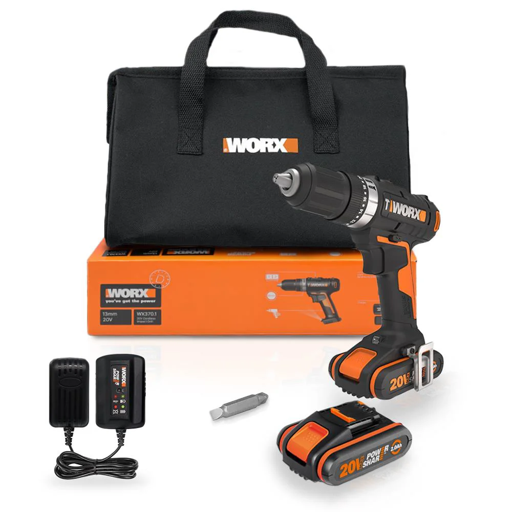 WORX WX370.1 20Volt/2.0Ah. Li-ion Çift Akülü Profesyonel Şarjlı Darbeli Matkap WORX WX370.1 20Volt/2.0Ah. Li-ion Çift Akülü Profesyonel Şarjlı Darbeli Matkap