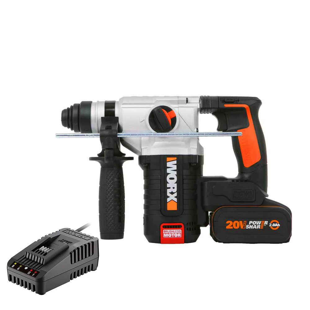 WORX WX380.9C 20Volt 2.0Ah. 2.2J Li-ion Tek Akülü Şarjlı Profesyonel SDS-Plus Pnömatik Kırıcı/Delici WORX WX380.9C 20Volt 2.0Ah. 2.2J Li-ion Tek Akülü Şarjlı Profesyonel SDS-Plus Pnömatik Kırıcı/Delici