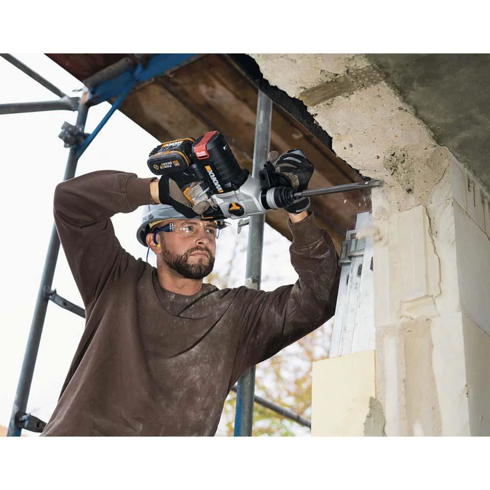 WORX WX380.9C 20Volt 2.0Ah. 2.2J Li-ion Tek Akülü Şarjlı Profesyonel SDS-Plus Pnömatik Kırıcı/Delici WORX WX380.9C 20Volt 2.0Ah. 2.2J Li-ion Tek Akülü Şarjlı Profesyonel SDS-Plus Pnömatik Kırıcı/Delici