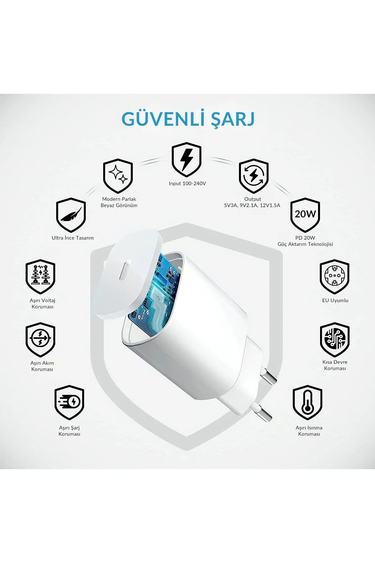 Woyax iPad 7./8./9. Nesil Şarj Aleti/Cihazı Seti 20W Lightning