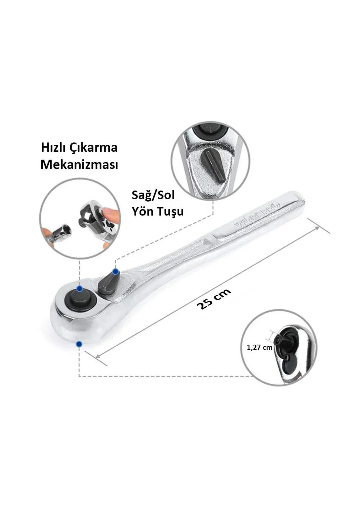 WP202525 30 Parça 1/2’’ CR-V Metrik/İnç Profesyonel Lokma Takımı