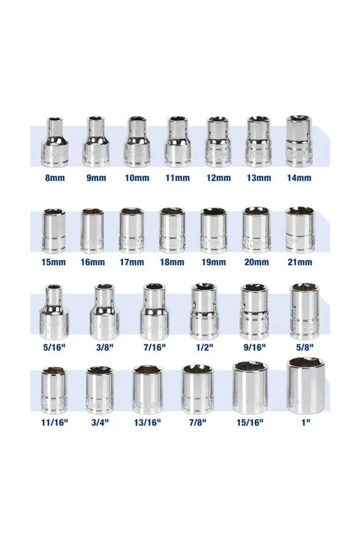 WP202525 30 Parça 1/2’’ CR-V Metrik/İnç Profesyonel Lokma Takımı