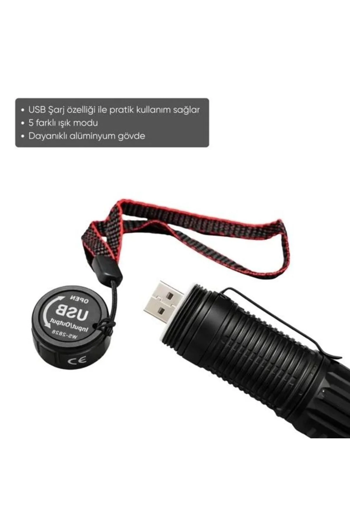 Ws-2828 1000 Lümen Mıknatıslı Usb Şarjlı El Feneri