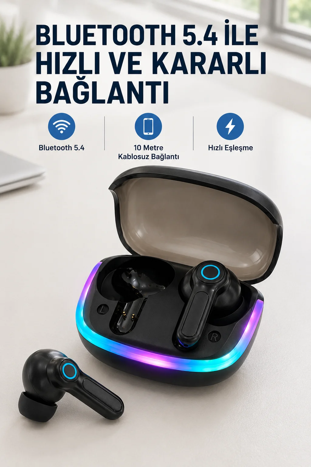 WS Bluetooth Kulaklık Quad ENC HD Voice 500mAh Şarj Kutulu Kablosuz Kulaklık