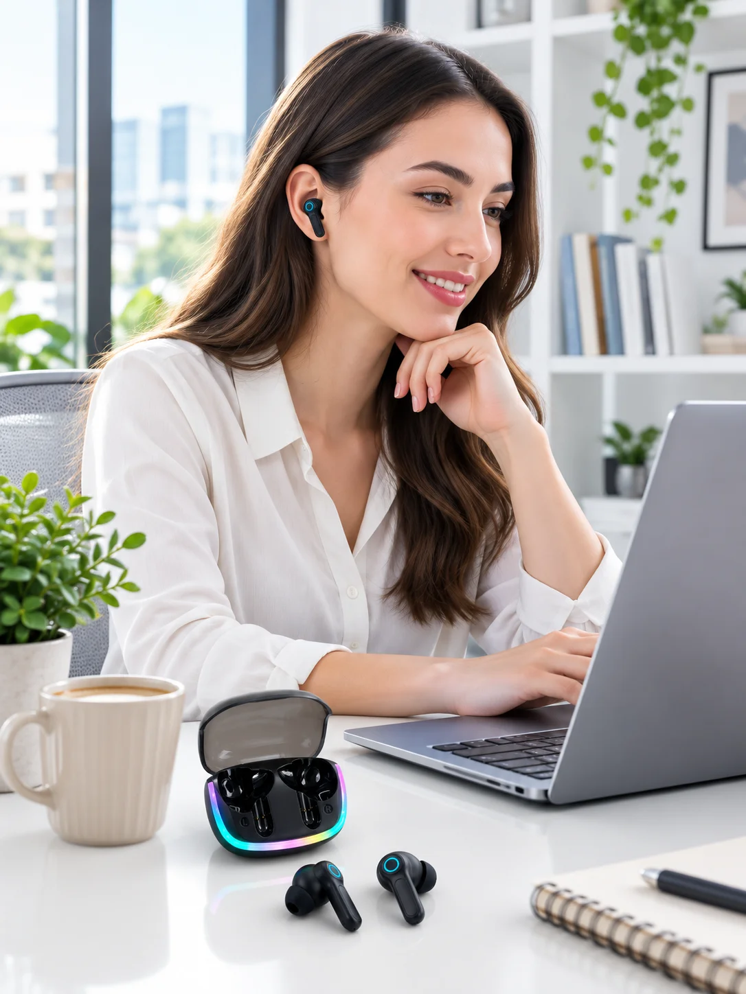 WS Bluetooth Kulaklık Quad ENC HD Voice 500mAh Şarj Kutulu Kablosuz Kulaklık