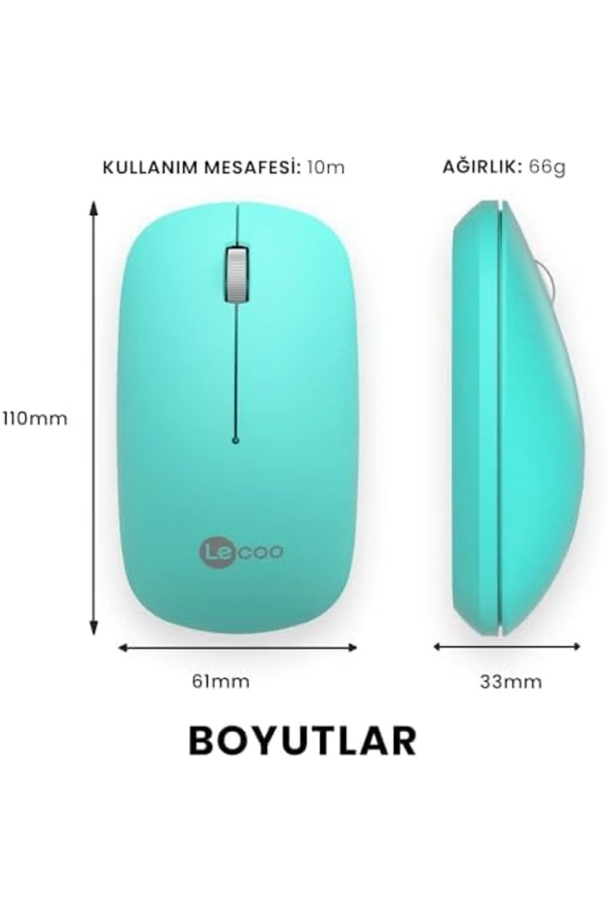 WS214 Kablosuz 1200DPI 3 Tuşlu Sağ ve Sol Elle Kullanıma Uygun 10