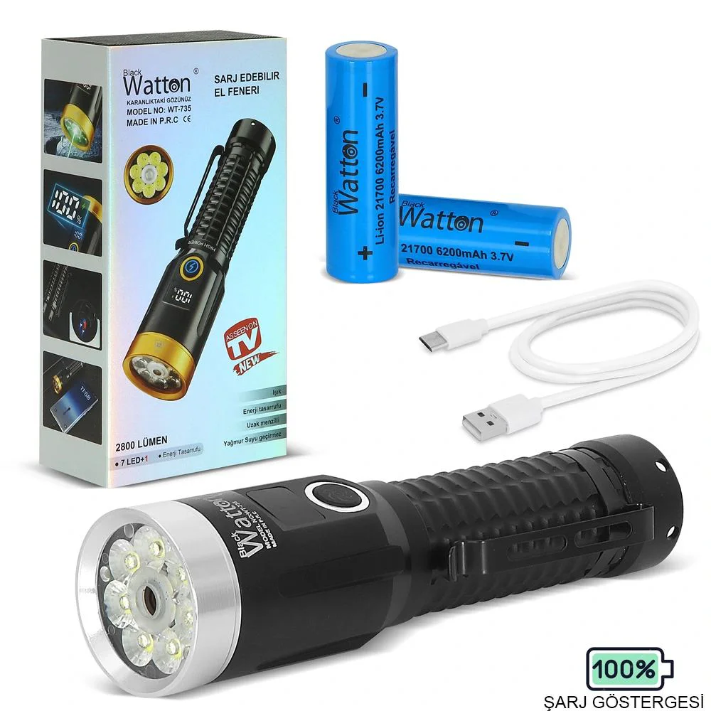 WT-735 2800 Lümen Mıknatıslı El Feneri – Yeşil Lazerli Ultra Parlak LED Fiyatı, Yorumları ve Özellikleri
