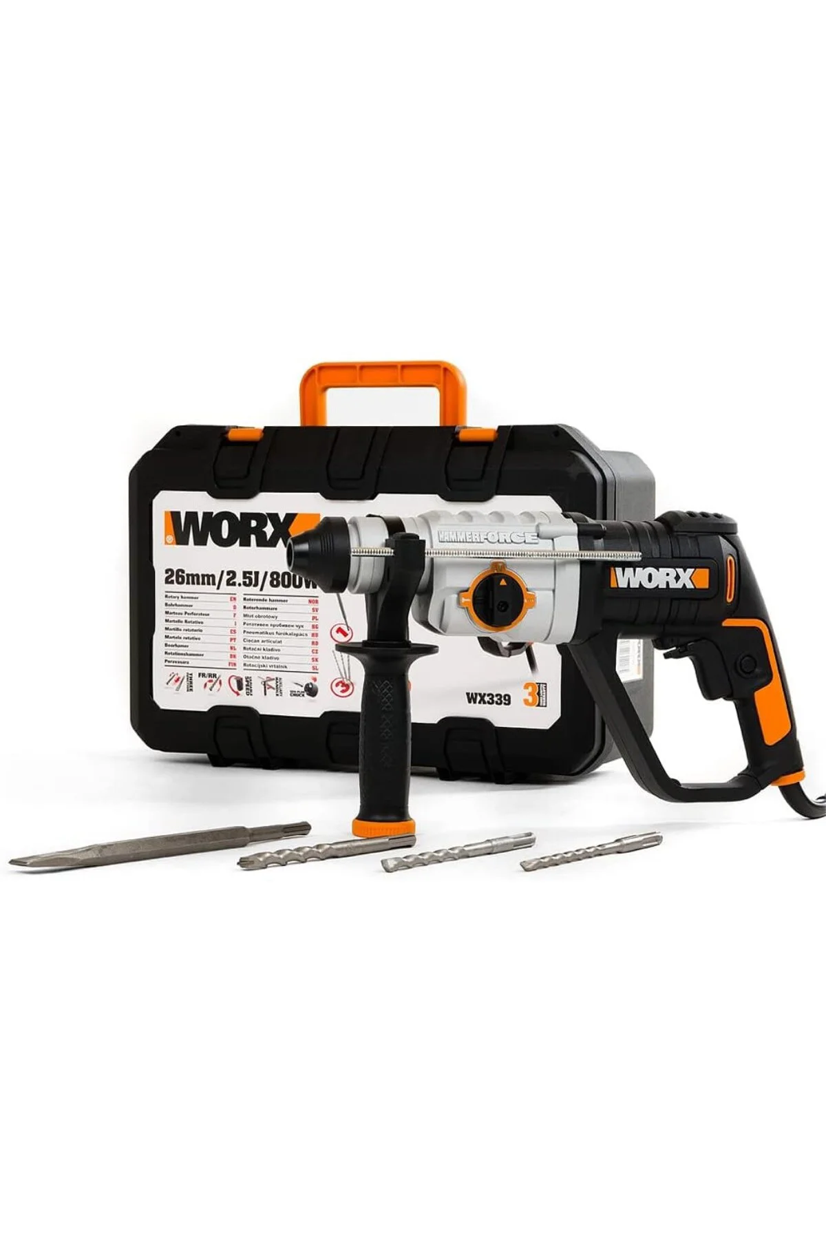 WX339 800Watt 2.5J Profesyonel SDS-Plus Kırıcı/Delici + 4 Adet Uç