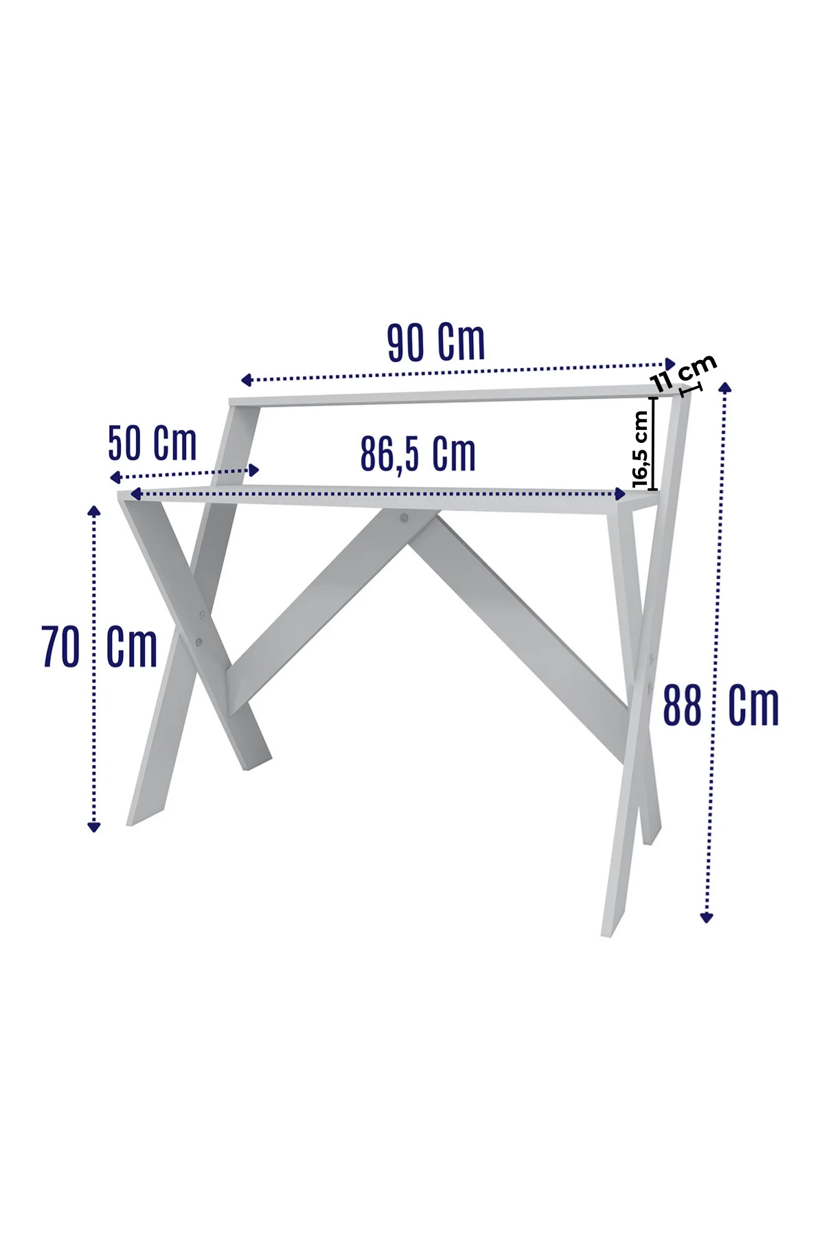 X Ayaklı Raflı Ders Çalışma Masası 50x90 Cm Beyaz X Ayaklı Raflı Ders Çalışma Masası 50x90 Cm Beyaz