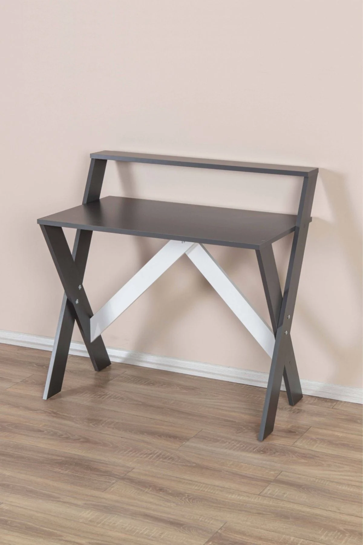 X Ayaklı Raflı Ders Çalışma Masası 50x90 Cm Antrasit X Ayaklı Raflı Ders Çalışma Masası 50x90 Cm Antrasit